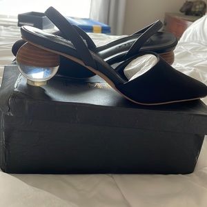 New in box Square toe sling back pumps with really cool ball heel